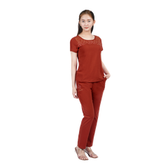 Set đồ bộ nữ kiểu quần dài tay ngắn cotton cvc mát 193p 3319