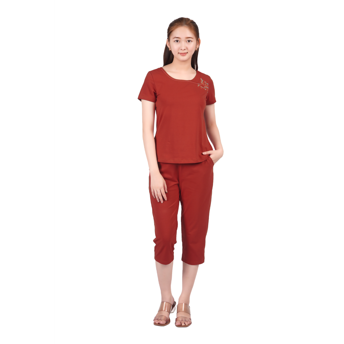 Set đồ bộ nữ kiểu quần lửng tay ngắn cotton cvc mát 194p 4248