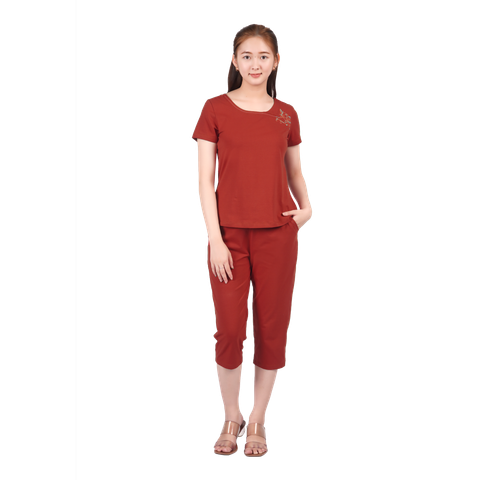 Set đồ bộ nữ kiểu quần lửng tay ngắn cotton cvc mát 194p 4248