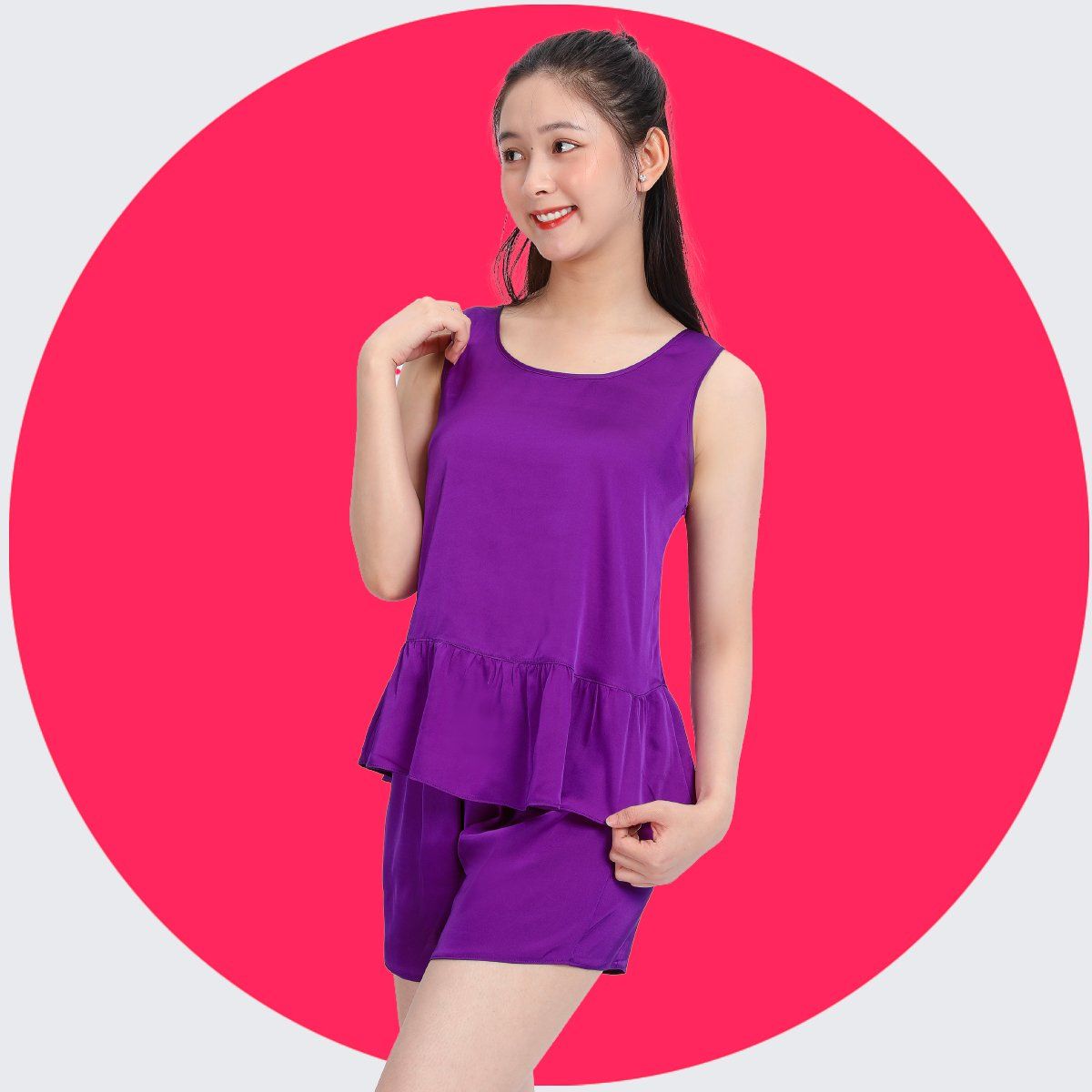 Set đồ bộ nữ kiểu quần đùi không tay phi 425p 5065