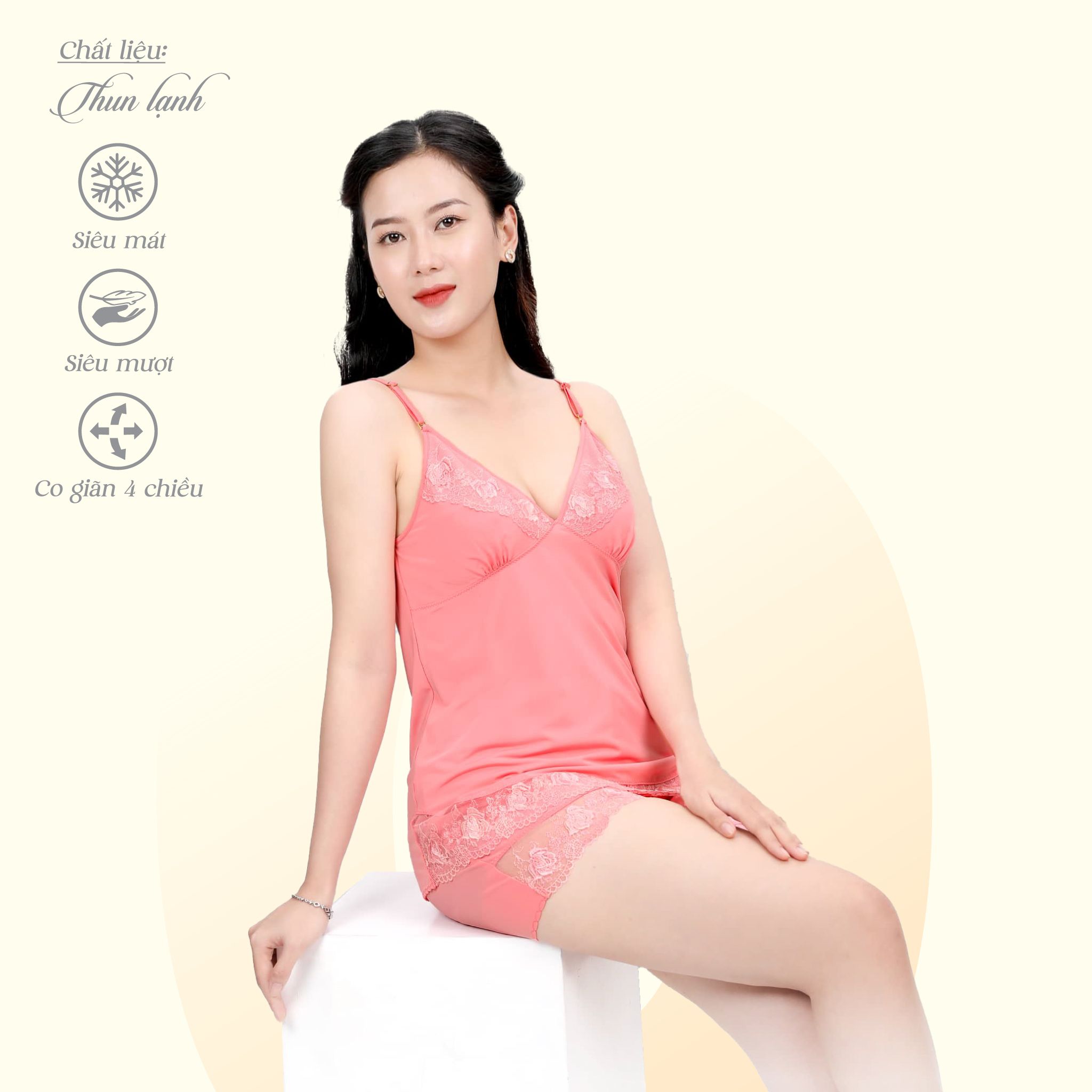 Set đồ bộ nữ kiểu quần đùi Dây chất thun lạnh siêu bền 015p 2160