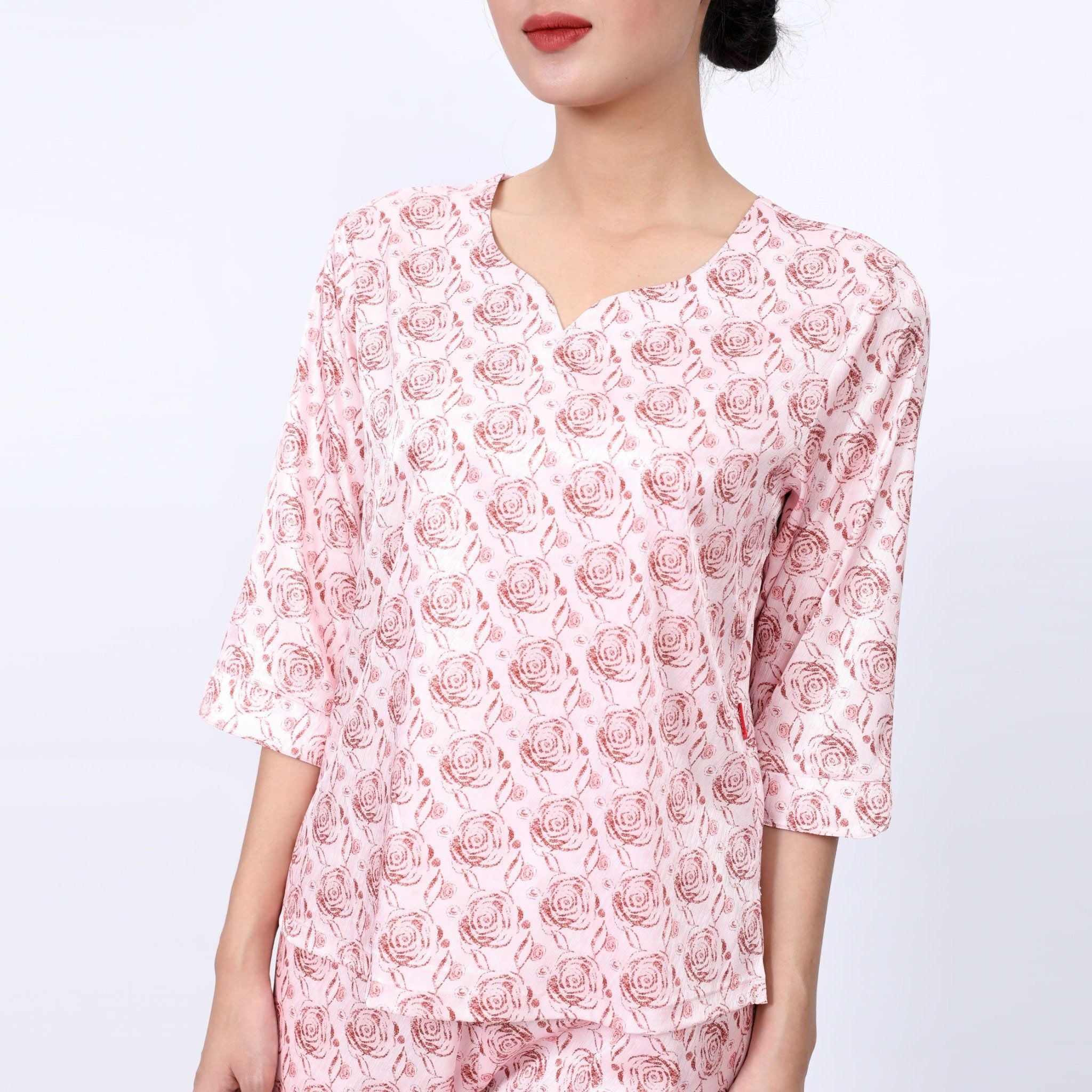 Set đồ bộ nữ kiểu quần dài tay lỡ chất lụa nhung 263p 6001