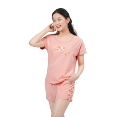 Set đồ bộ nữ kiểu quần đùi tay ngắn chất vảy cá cotton cvc mát 195p 5102