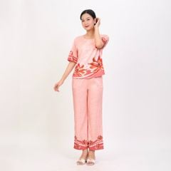 Set đồ bộ nữ kiểu quần dài tay ngắn chất lụa nhung 263p 6057