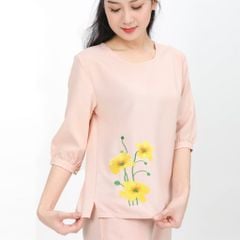 Set đồ bộ nữ kiểu quần dài tay ngắn Linen 383p 3354