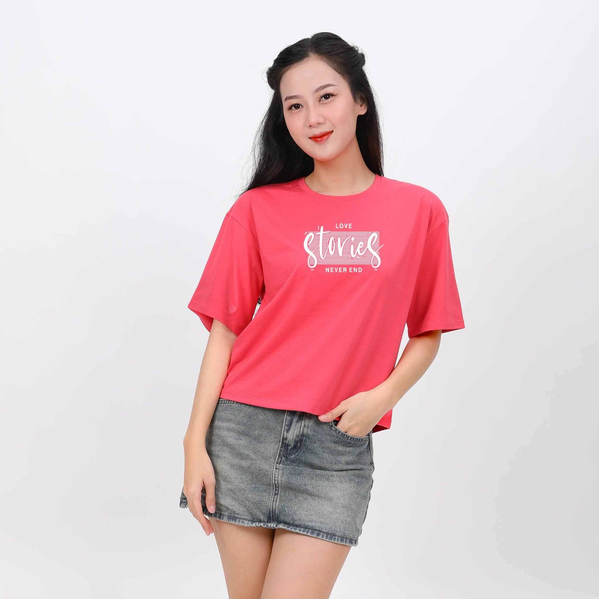 Áo thun nữ phom vuông chất cotton siêu mát 190p 0299