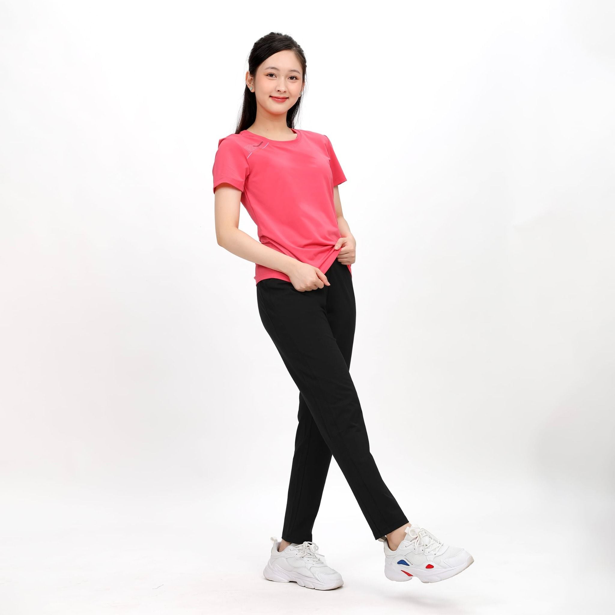 Set đồ bộ nữ kiểu quần dài tay ngắn thể thao 3 trong 1 chất nhung lạnh 153p 6007