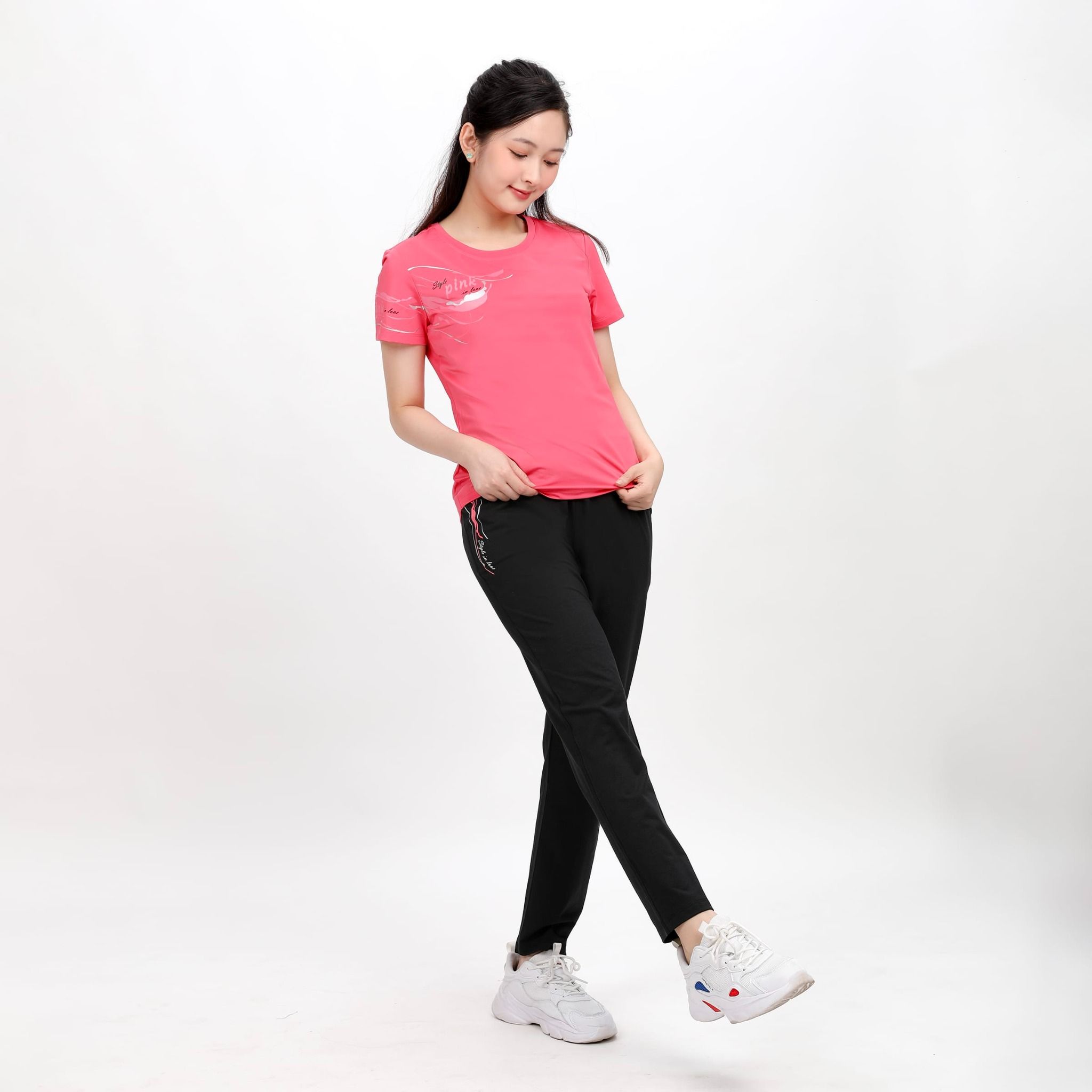 Set đồ bộ nữ kiểu quần dài tay ngắn chất nhung lạnh 153p 6003