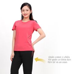 Set đồ bộ nữ kiểu quần dài tay ngắn thể thao 3 trong 1 chất nhung lạnh 153p 6007