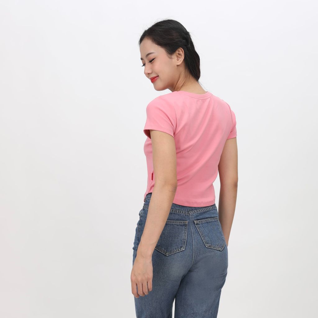 Áo Thun Croptop Tay Ngắn Cổ Tròn LIME Rib Cotton 220p 0267