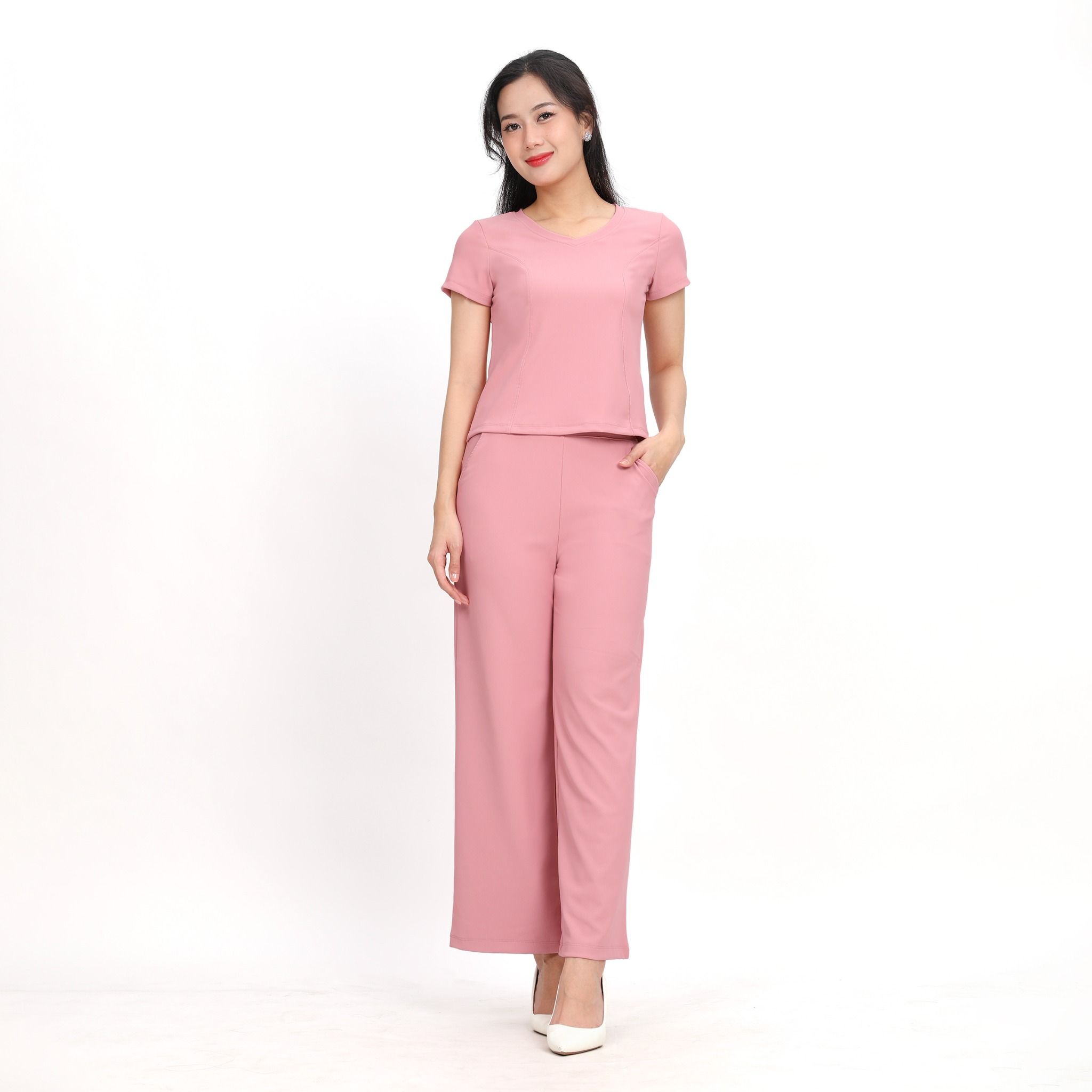 Set đồ bộ nữ kiểu quần dài tay ngắn chất rib chất cotton siêu mát 223p 3401