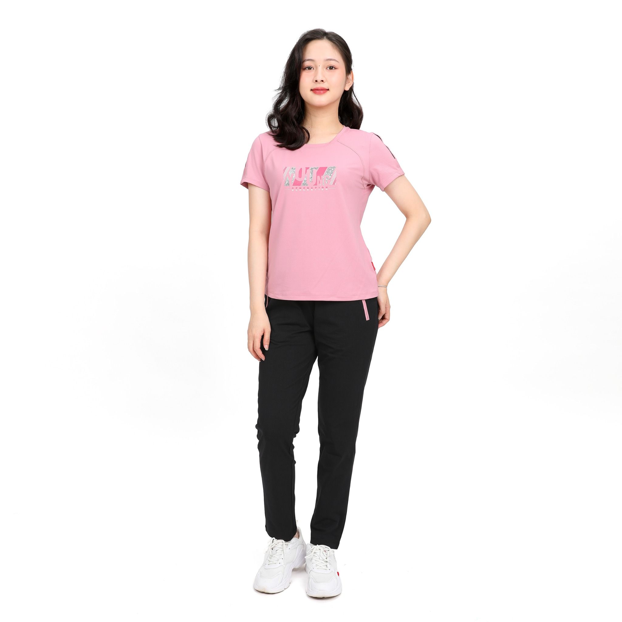 Set đồ bộ nữ kiểu quần dài tay ngắn thể thao 3 trong 1 chất poly cát 313p 3372