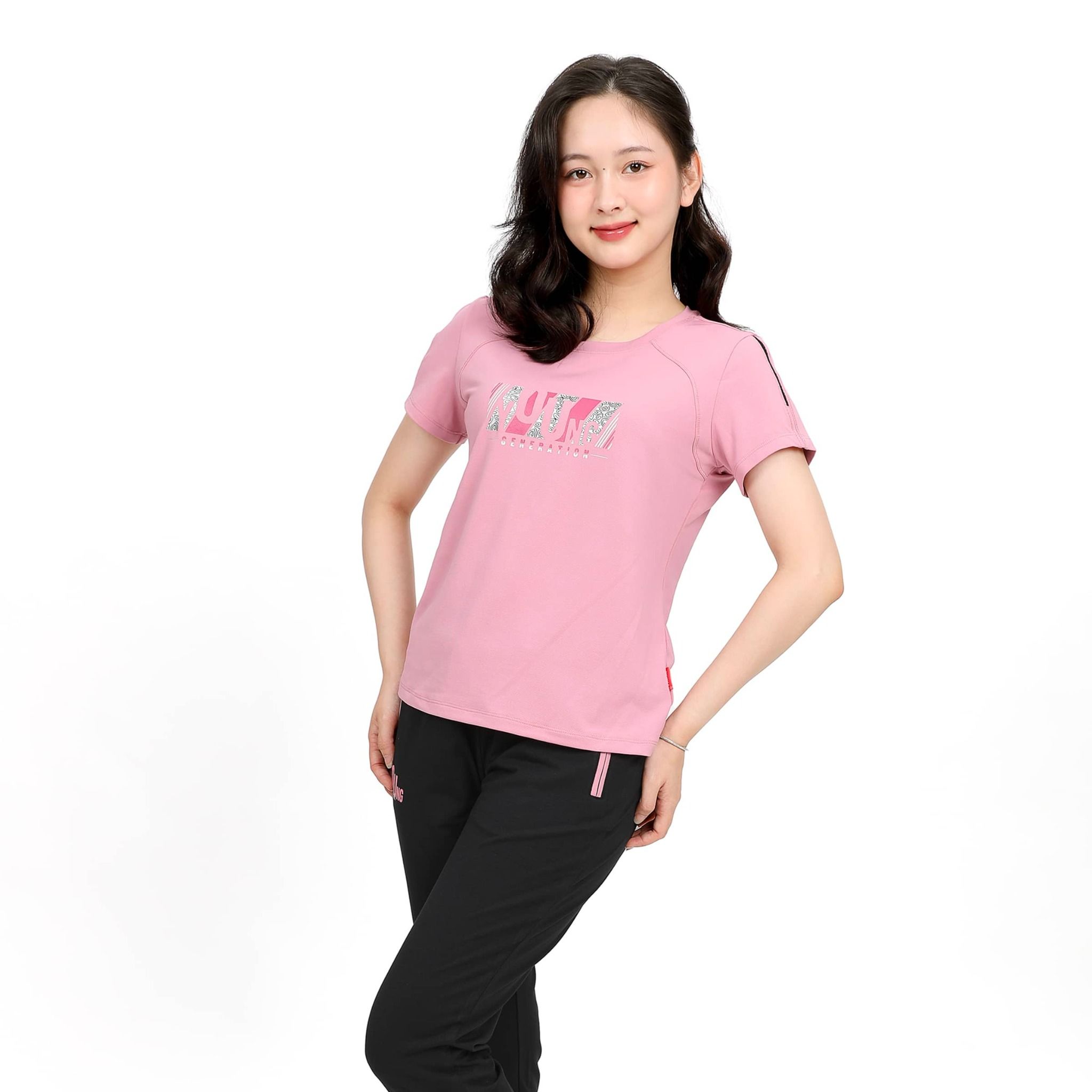 Set đồ bộ nữ kiểu quần dài tay ngắn thể thao 3 trong 1 chất poly cát 313p 3372