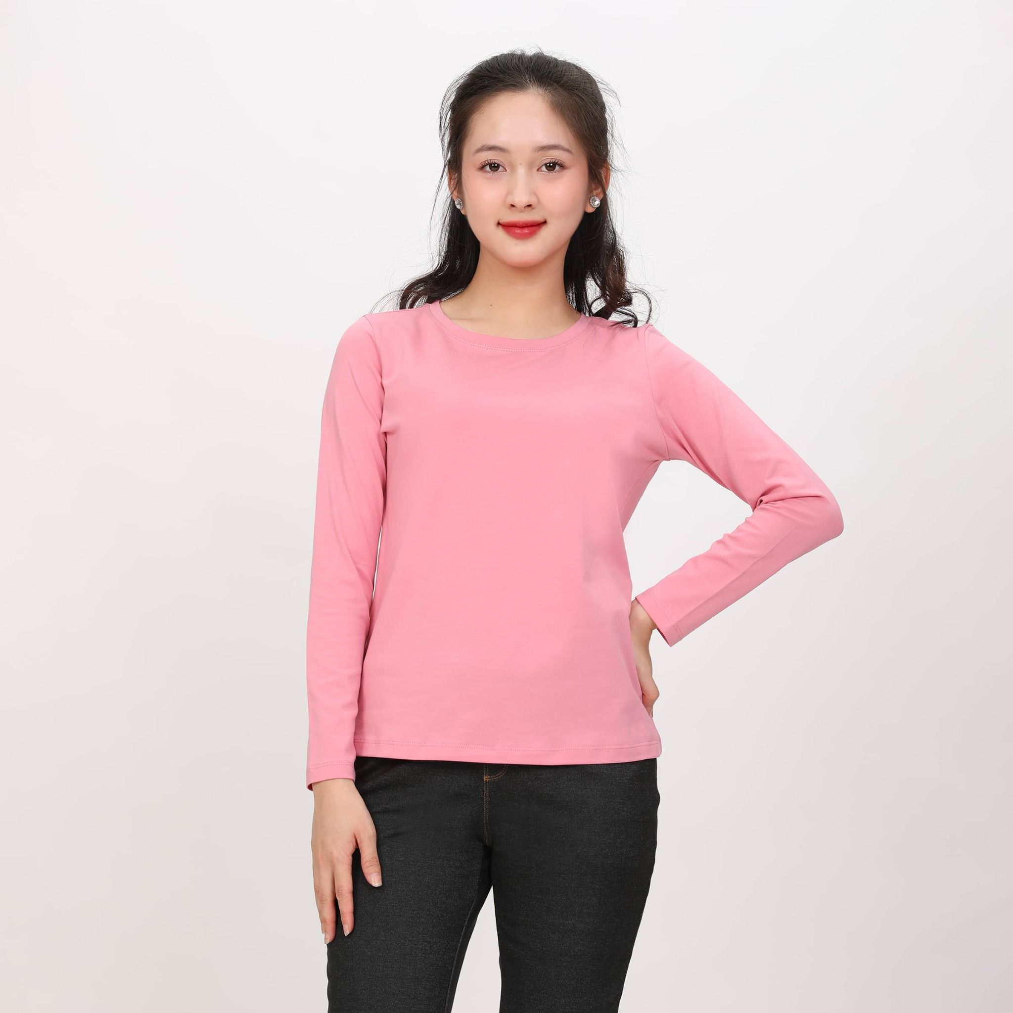 Áo thun nữ tay dài Cổ Tròn chất cotton siêu mát 020p 0263