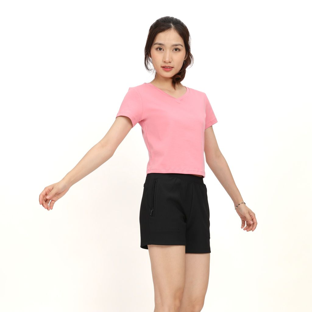 Áo Thun Croptop Tay Ngắn Cổ Tim Rib Cotton 220p 0266