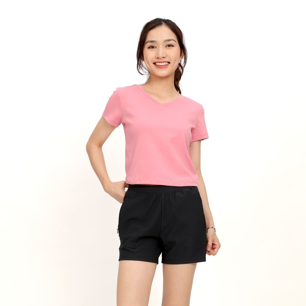 Áo Thun Croptop Tay Ngắn Cổ Tim Rib Cotton 220p 0266