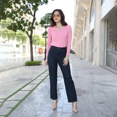 Áo thun nữ tay dài  Cổ Tiim chất Rip chất cotton siêu mát 220p 0273