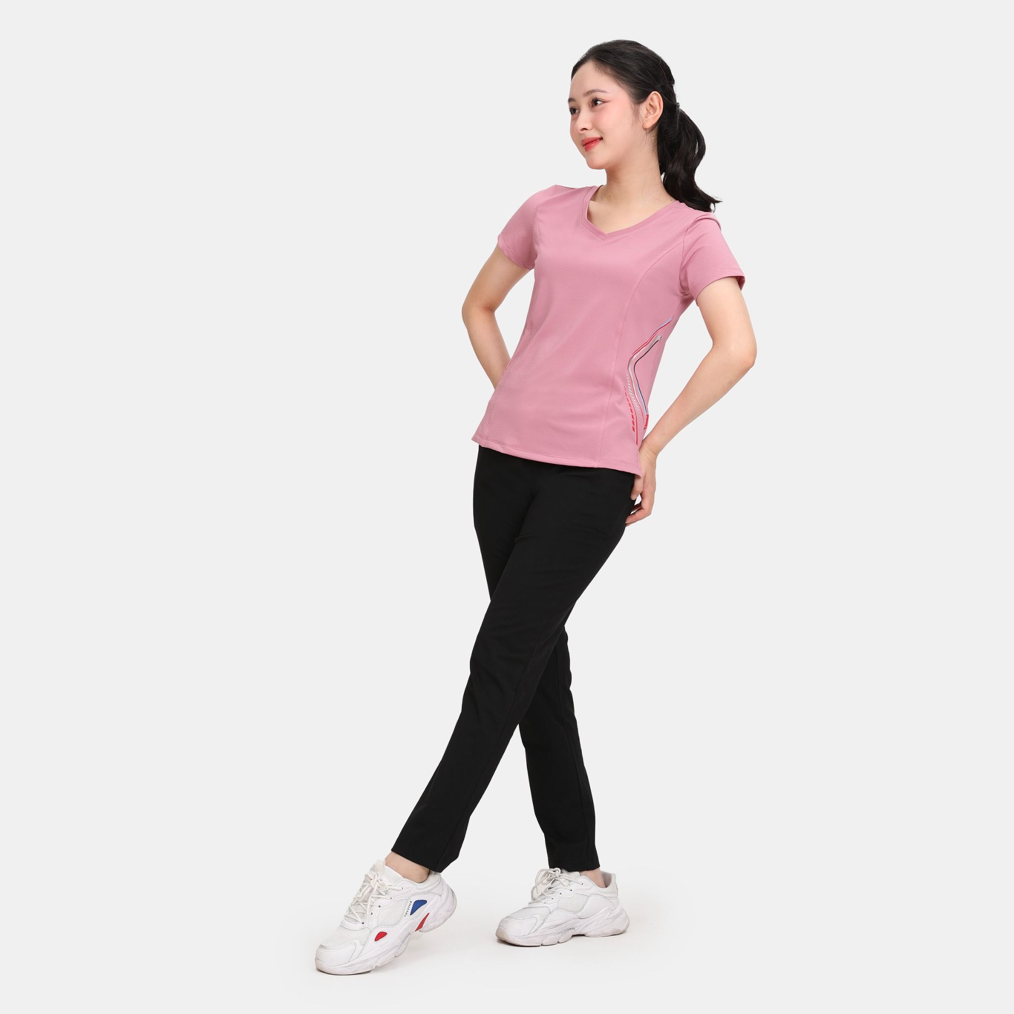 Set đồ bộ nữ kiểu quần dài tay ngắn thể thao 3 trong 1 chất poly thái 313p 3389