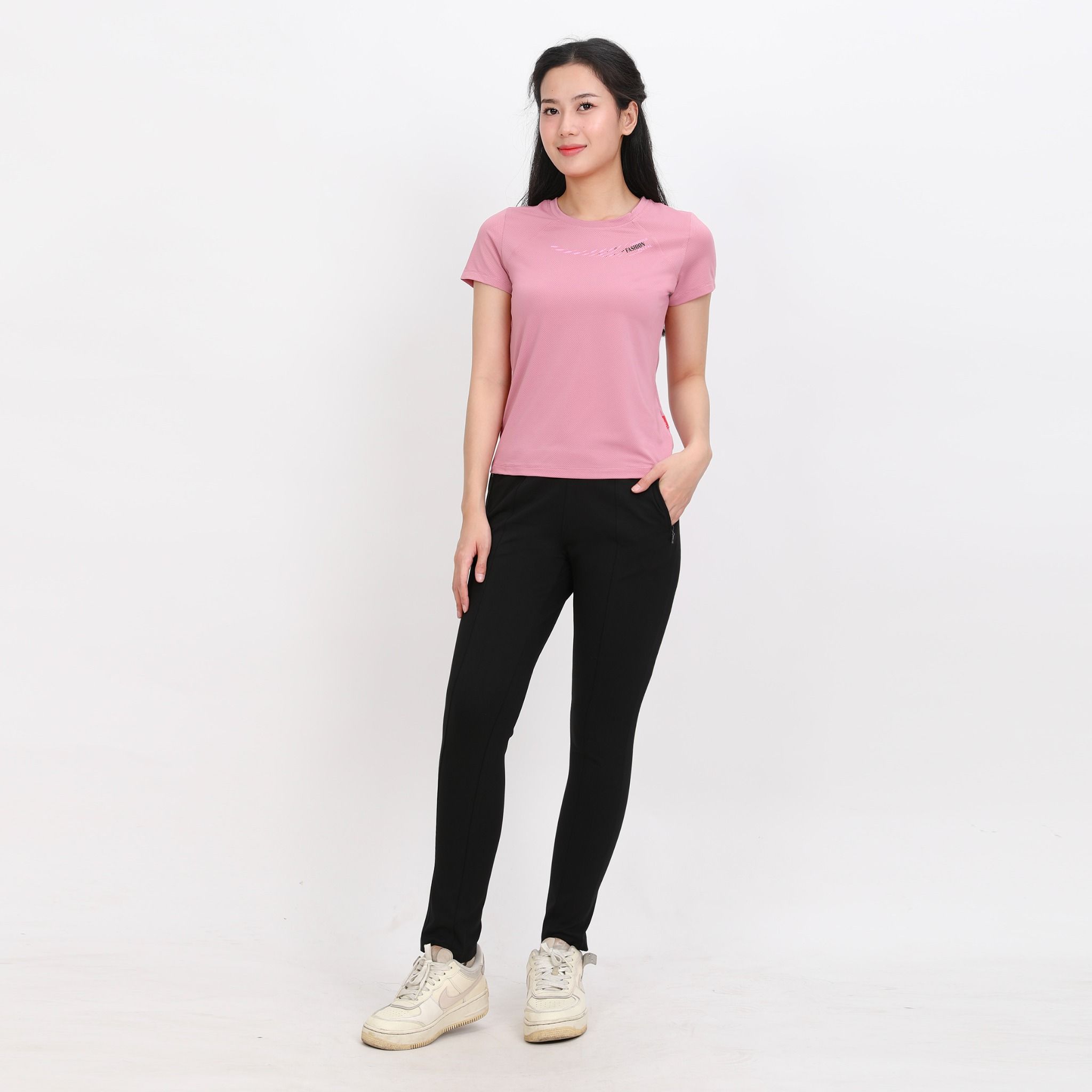 Set đồ bộ nữ kiểu quần dài tay ngắn thể thao 3 trong 1 chất poly thái 313p 3391