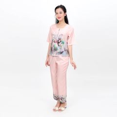 Set đồ bộ nữ kiểu quần dài tay ngắn chất lụa nhung 263p 6050