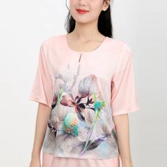 Set đồ bộ nữ kiểu quần dài tay ngắn chất lụa nhung 263p 6050