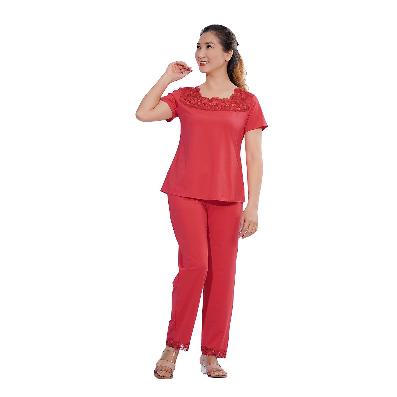 Set đồ bộ nữ kiểu quần dài tay ngắn chất thun lạnh siêu bền 013p 3147