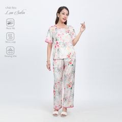 Set đồ bộ nữ kiểu quần dài tay ngắn chất lụa nhung 263p 3363