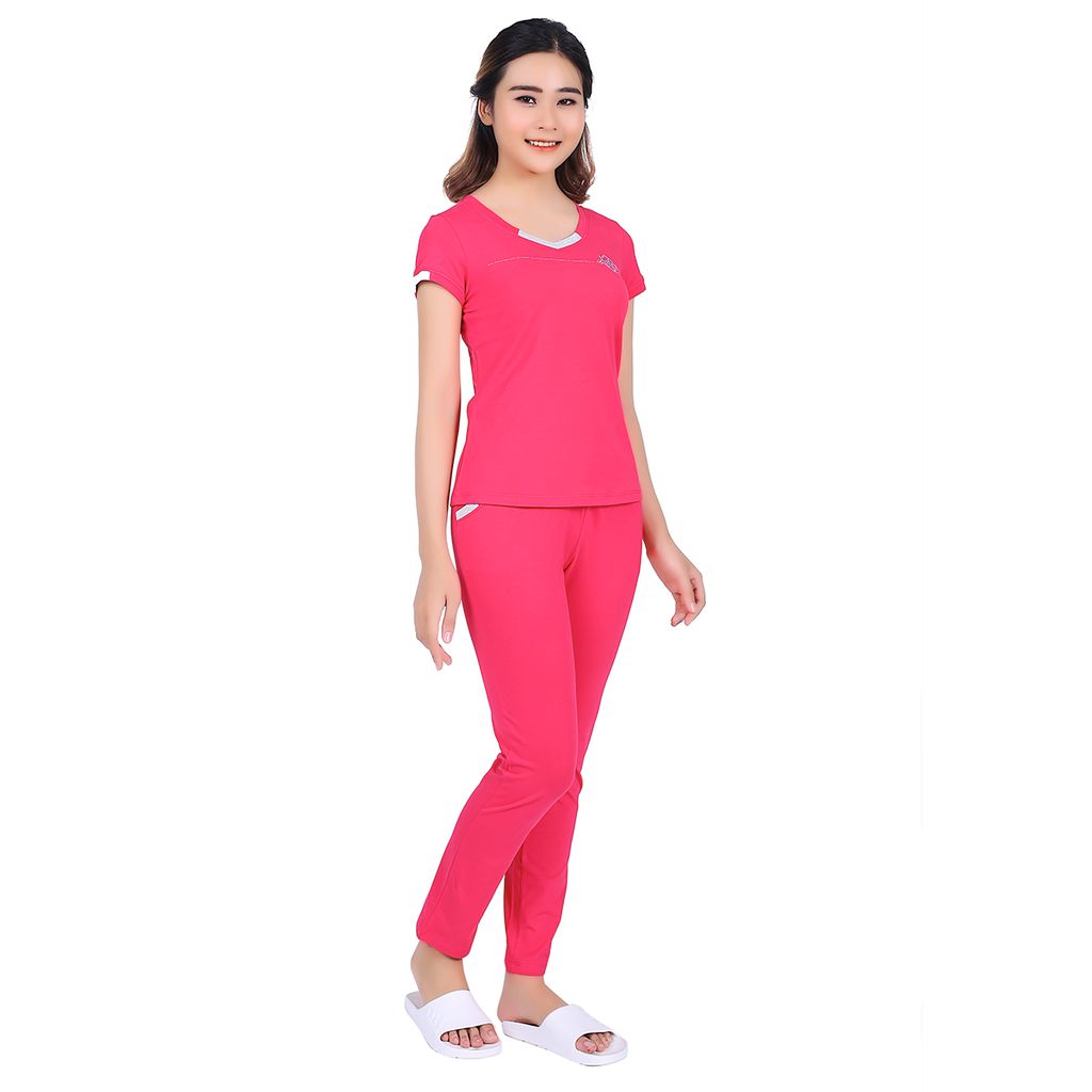 Đồ bộ nữ mặc nhà kiểu quần dài tay ngắn cotton 023p 3033