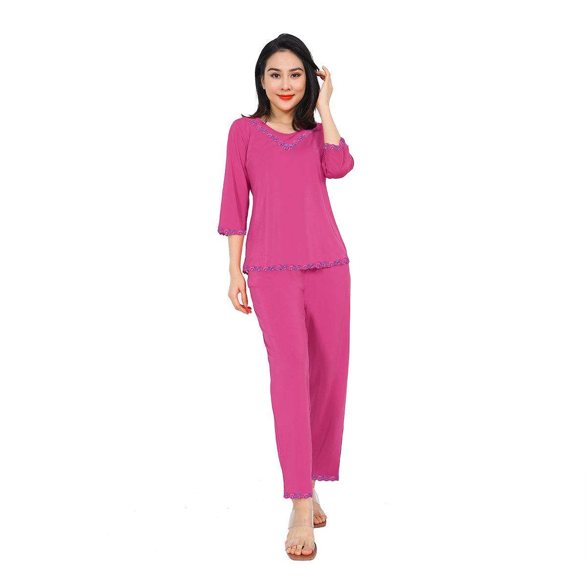 Set đồ bộ nữ kiểu quần dài tay lở chất thun lạnh siêu bền 013p 3142