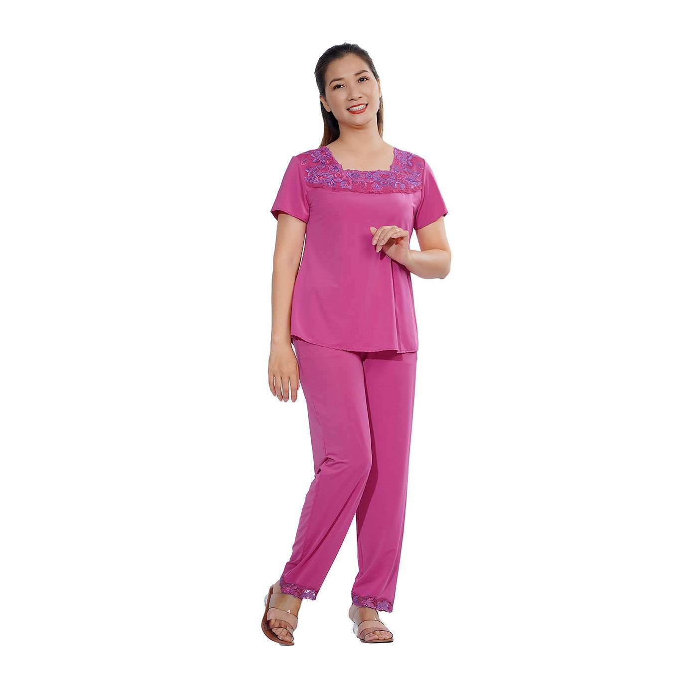Set đồ bộ nữ kiểu quần dài tay ngắn chất thun lạnh siêu bền 013p 3147