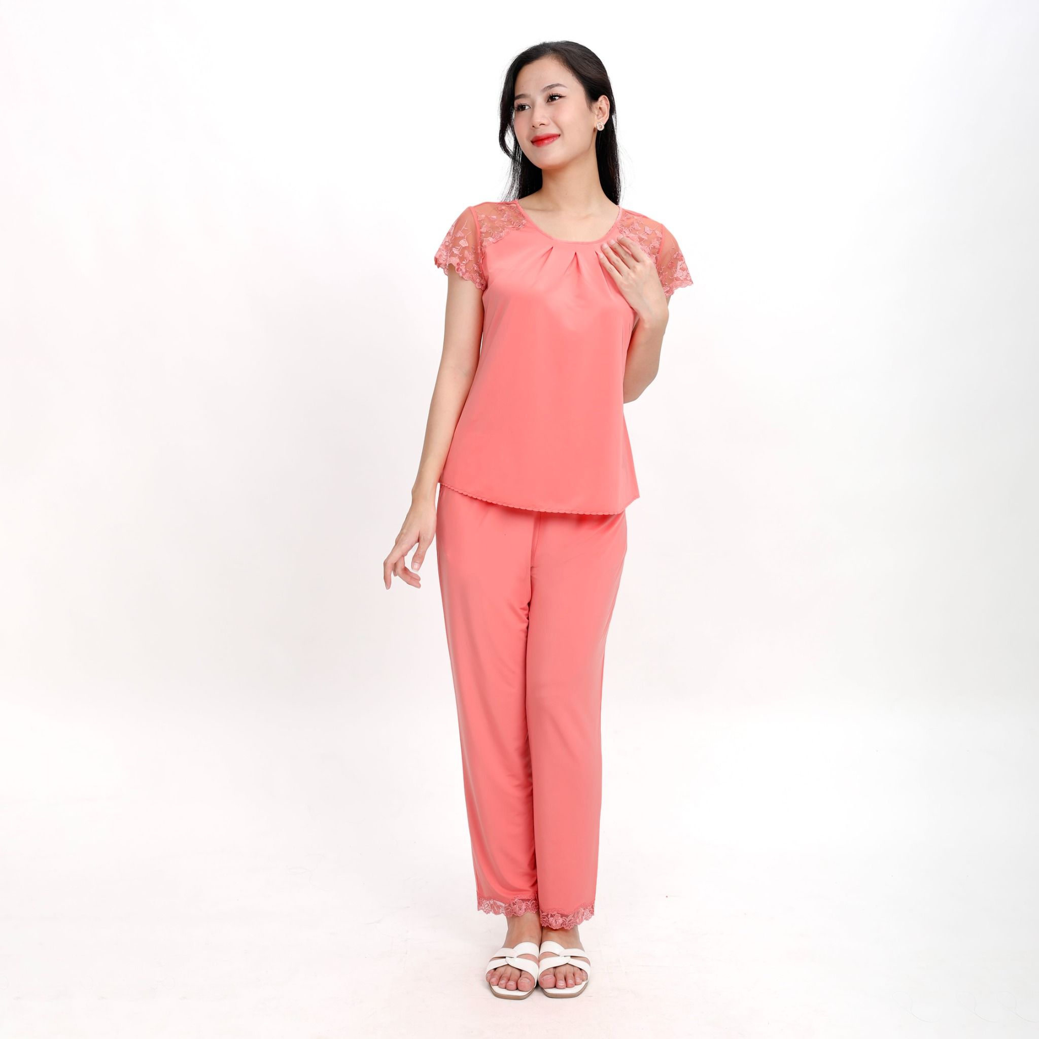 Set đồ bộ nữ kiểu quần dài tay ngắn chất thun lạnh siêu bền 013p 3146