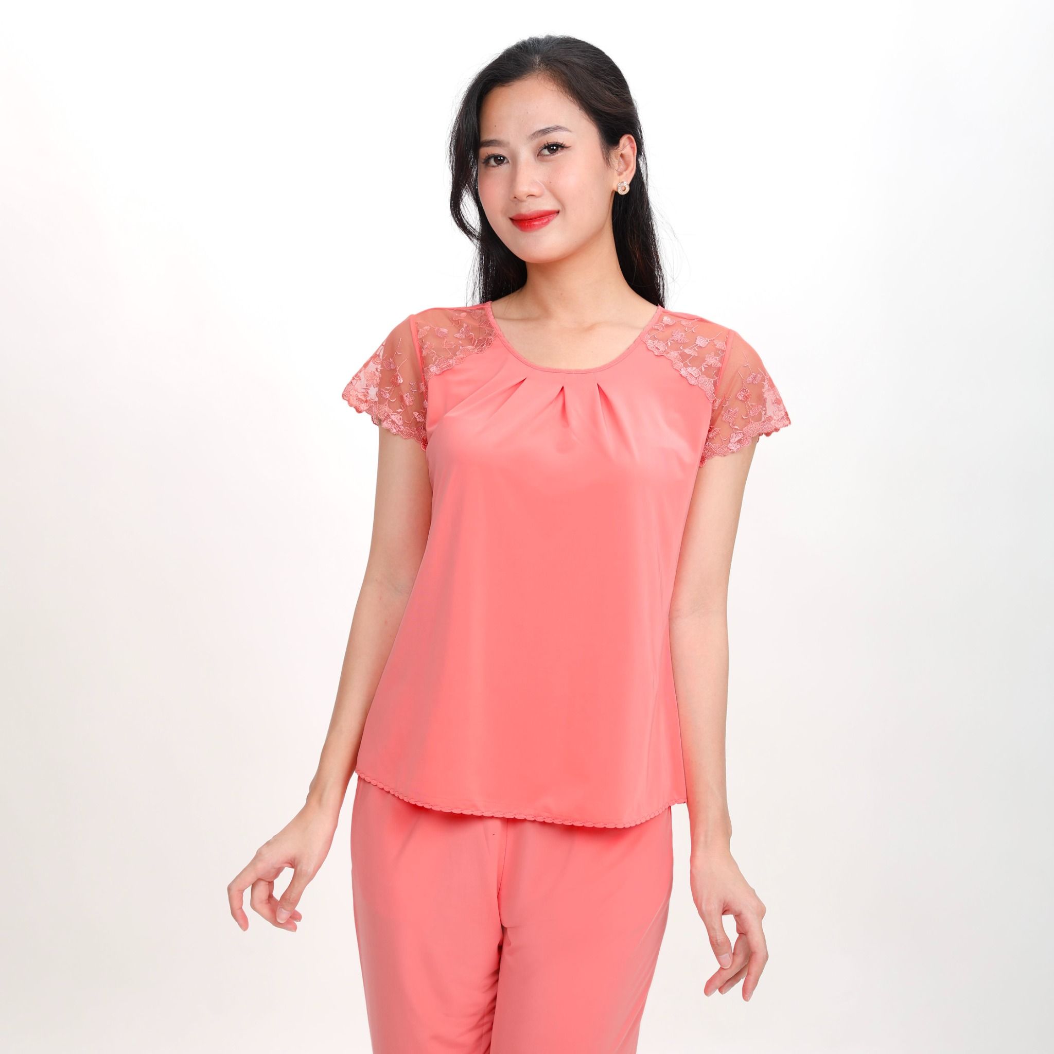 Set đồ bộ nữ kiểu quần dài tay ngắn chất thun lạnh siêu bền 013p 3146