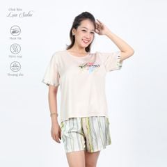 Set đồ bộ nữ kiểu quần đùi tay ngắn chất lụa nhung 265p 5147