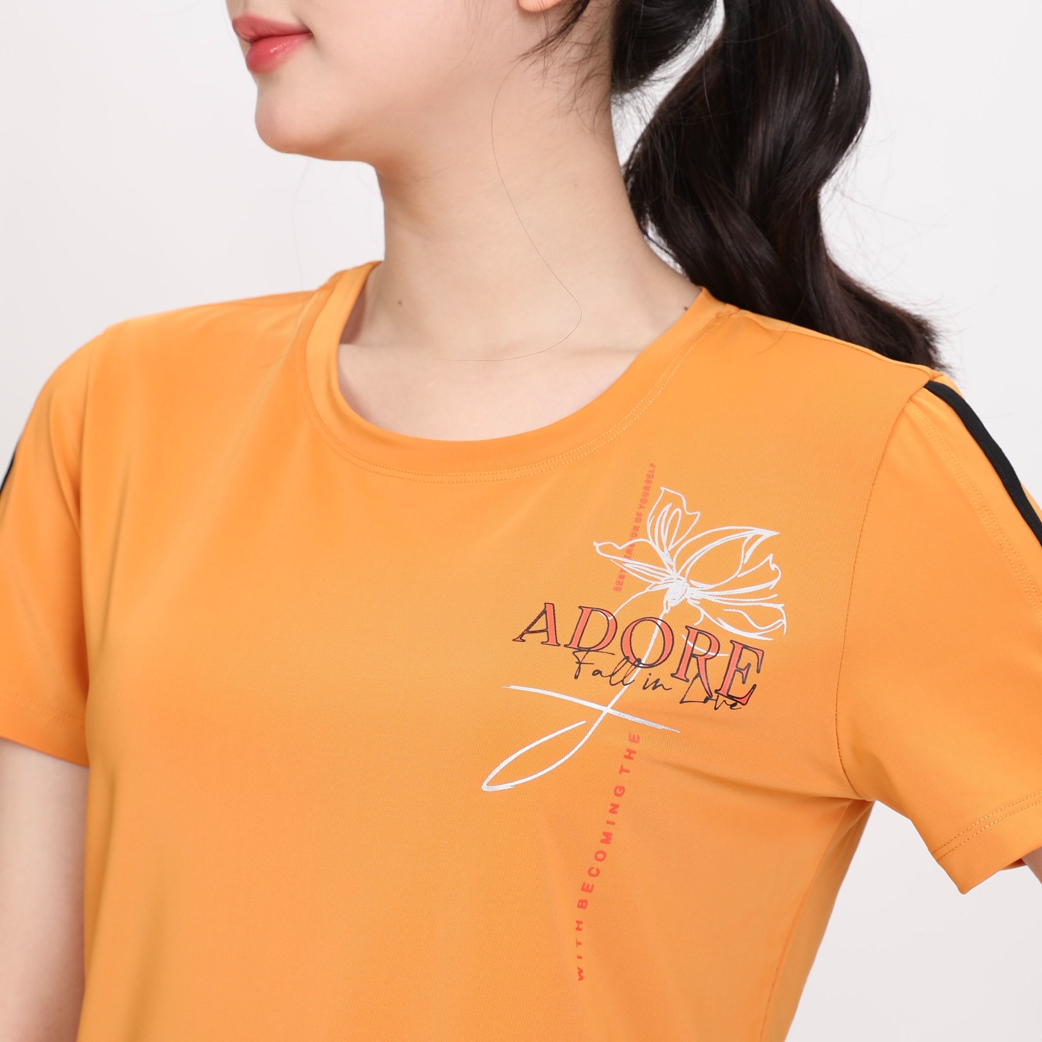 Set đồ bộ nữ kiểu quần dài tay ngắn Thể Thao Cổ Tim chất nhung lạnh 153p 6009