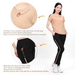 Set đồ bộ nữ kiểu quần dài tay ngắn chất pique 523p 3381