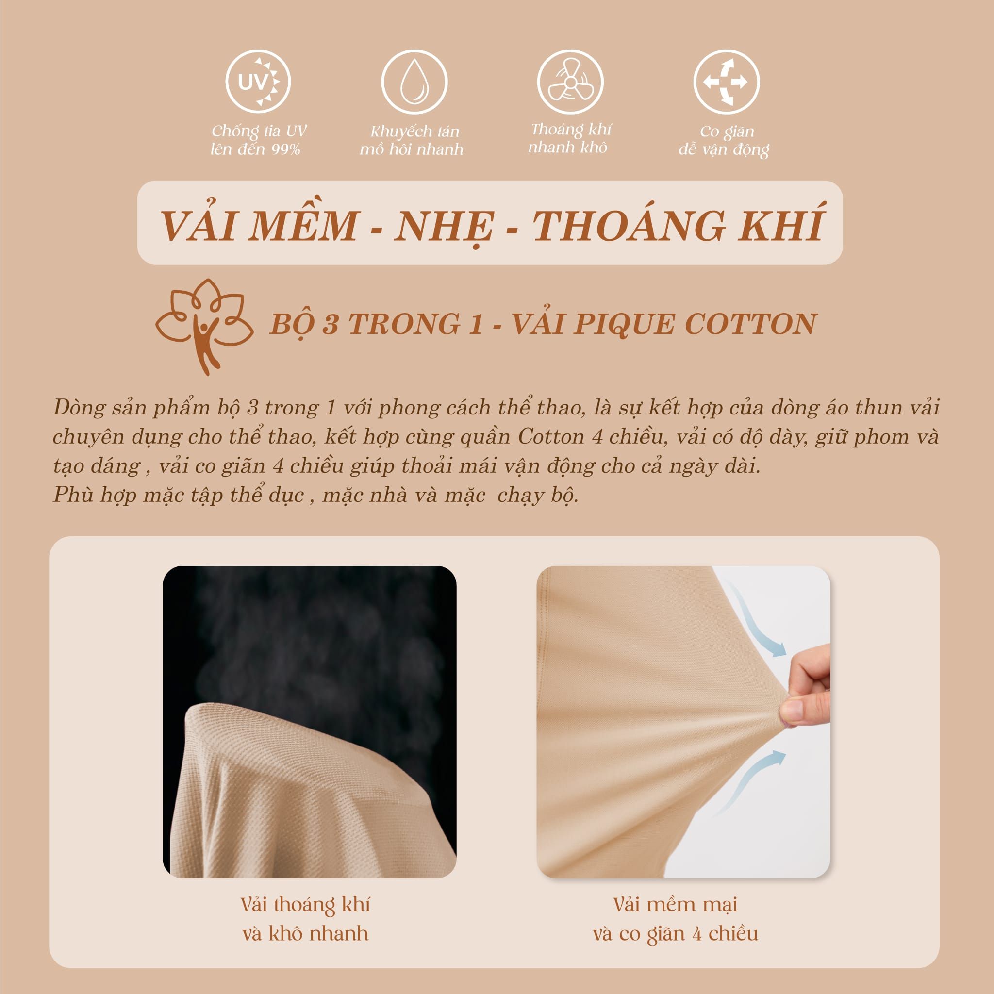 Set đồ bộ nữ kiểu quần dài tay ngắn chất pique 523p 3381