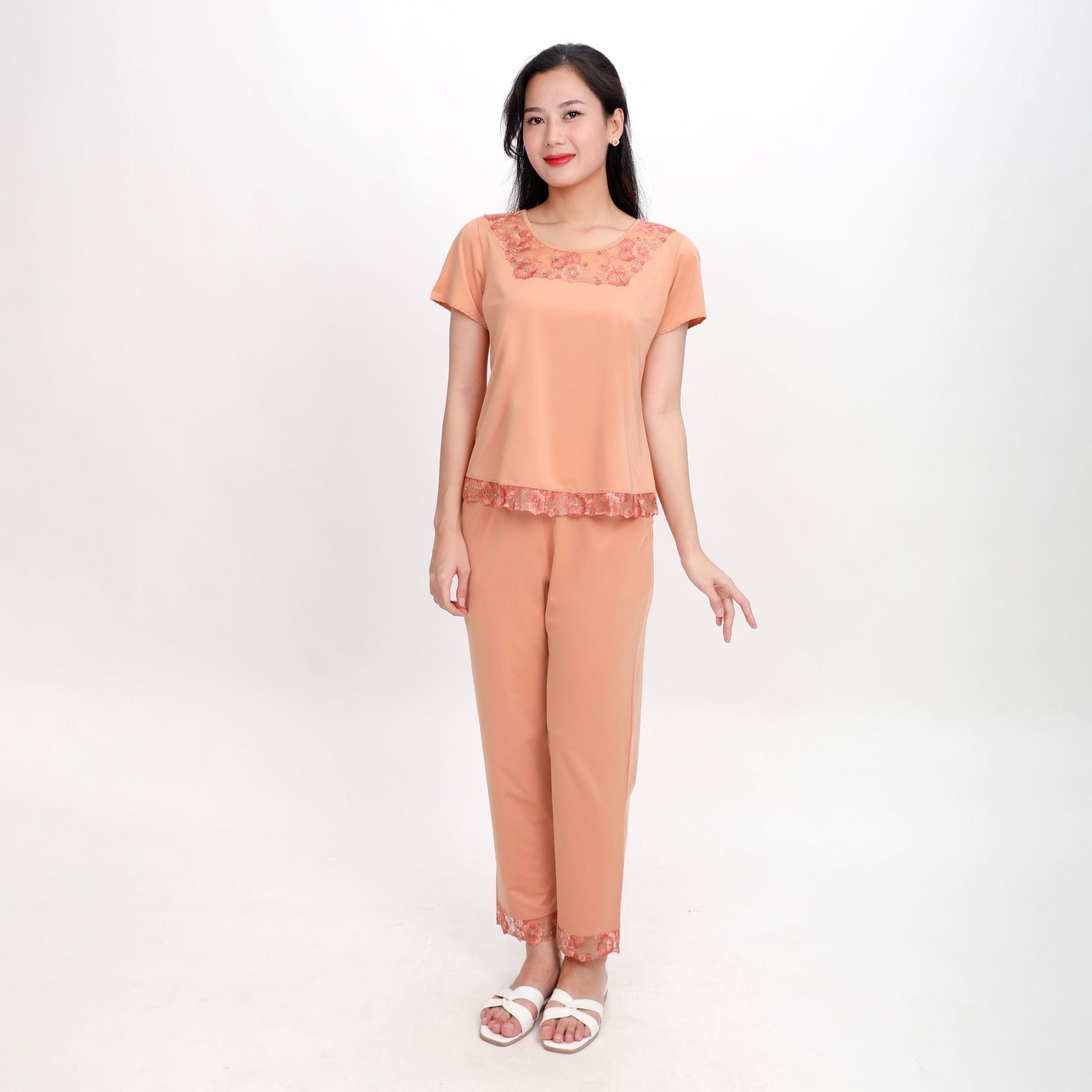 Set đồ bộ nữ kiểu quần dài tay ngắn chất thun lạnh siêu bền 013p 3335