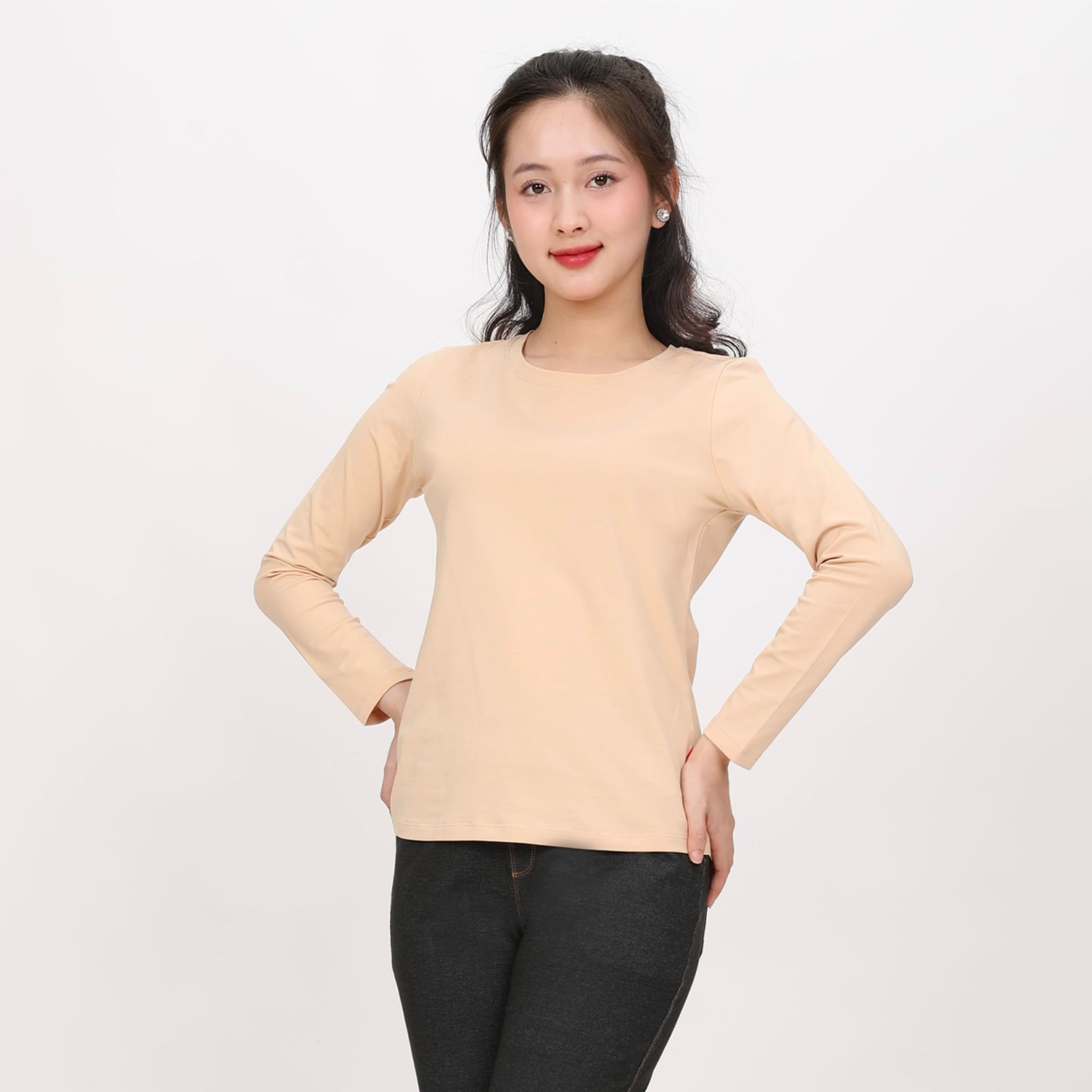 Áo thun nữ tay dài Cổ Tròn chất cotton siêu mát 020p 0263