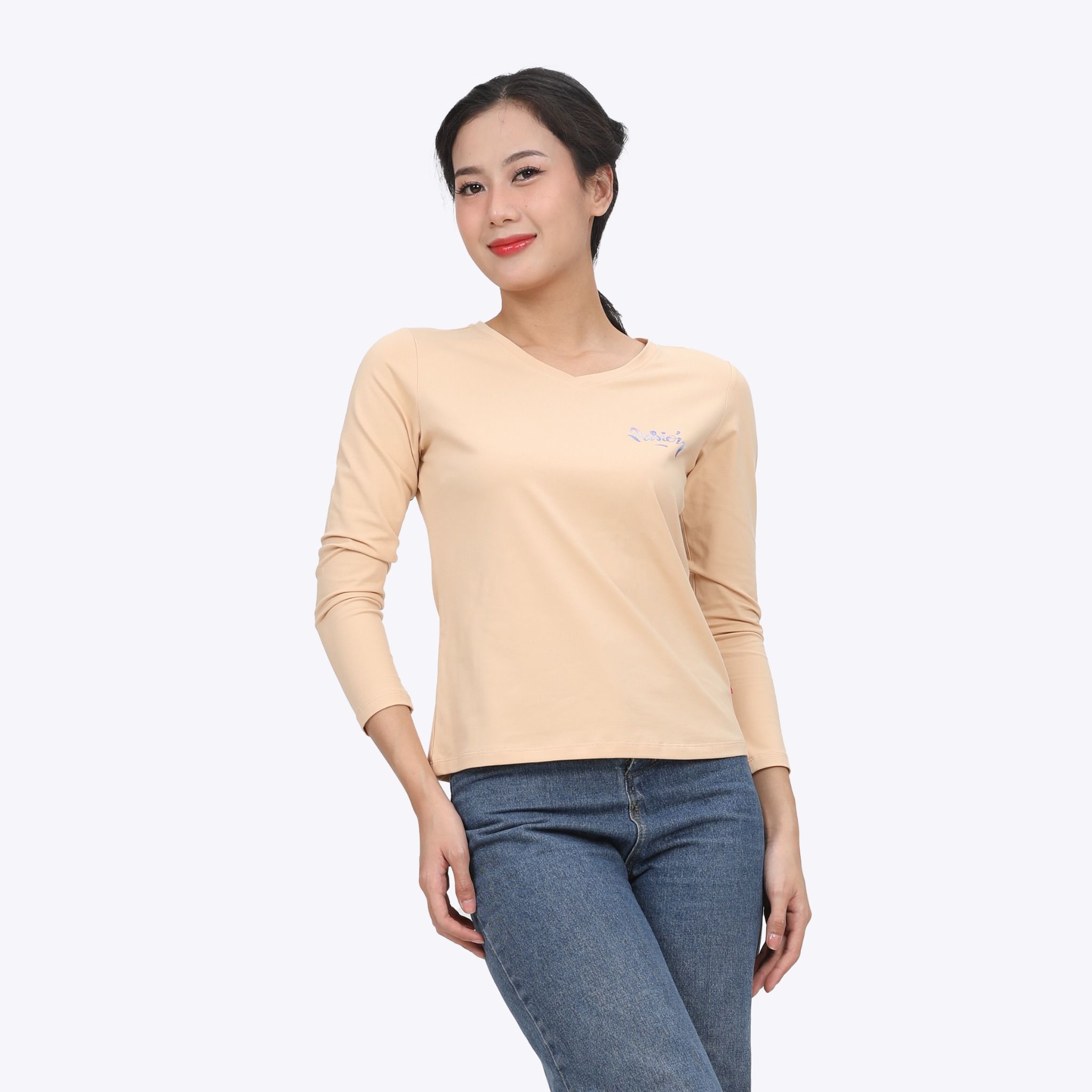 Áo thun nữ tay dài Cổ Tim chất cotton siêu mát 020p 0271