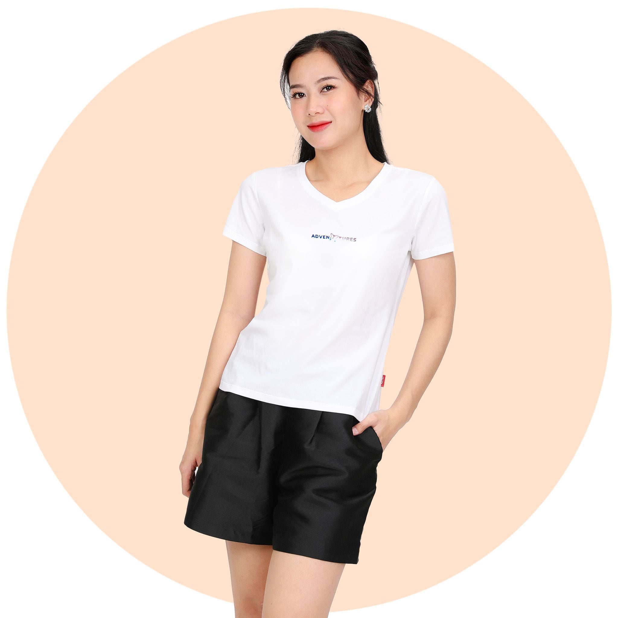 Áo thun nữ tay ngắn cổ tim form suông chất cotton siêu mát 020p 0338
