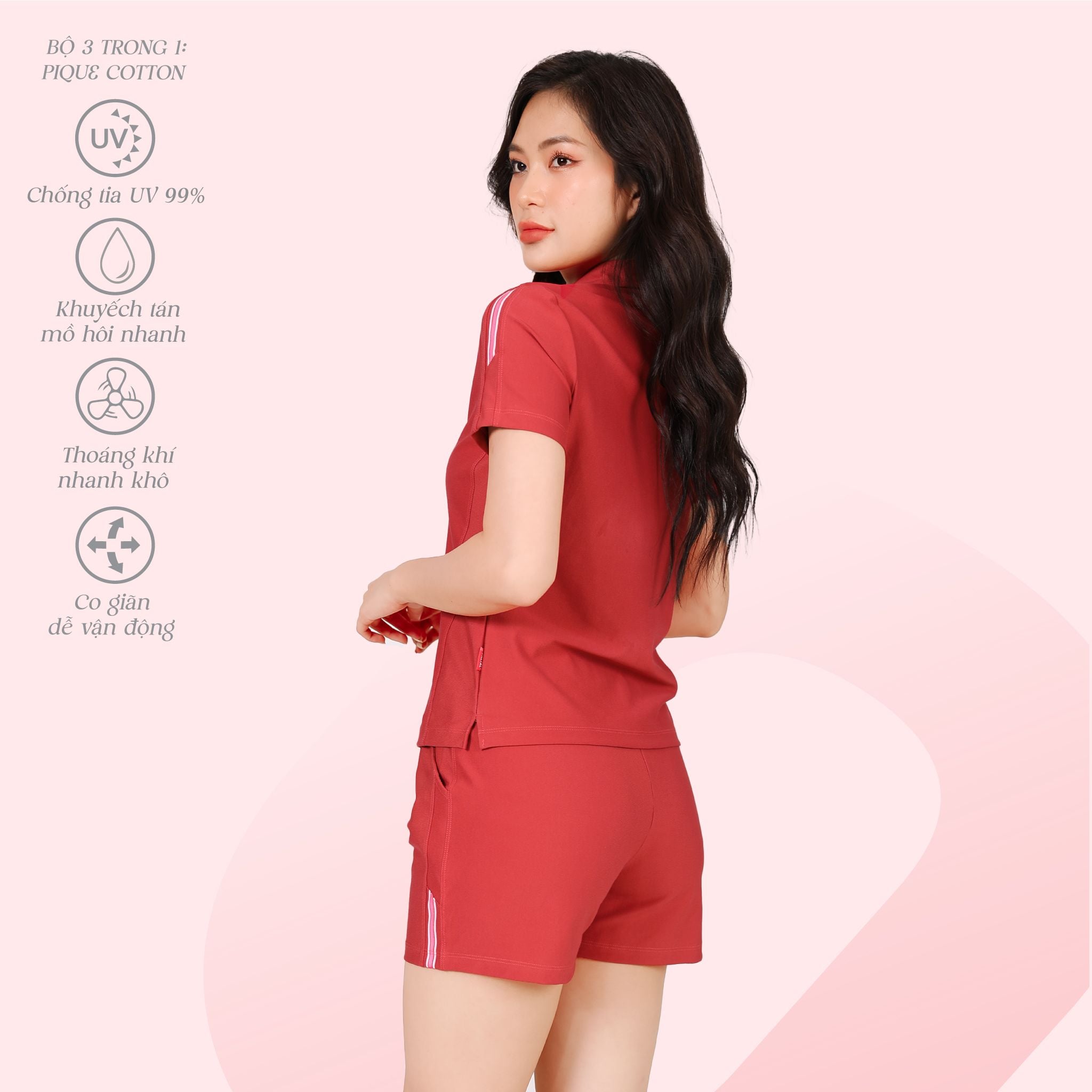 Set đồ bộ nữ kiểu quần đùi nữ kiểu quần đùi tay ngắn chất pique 525p 5202