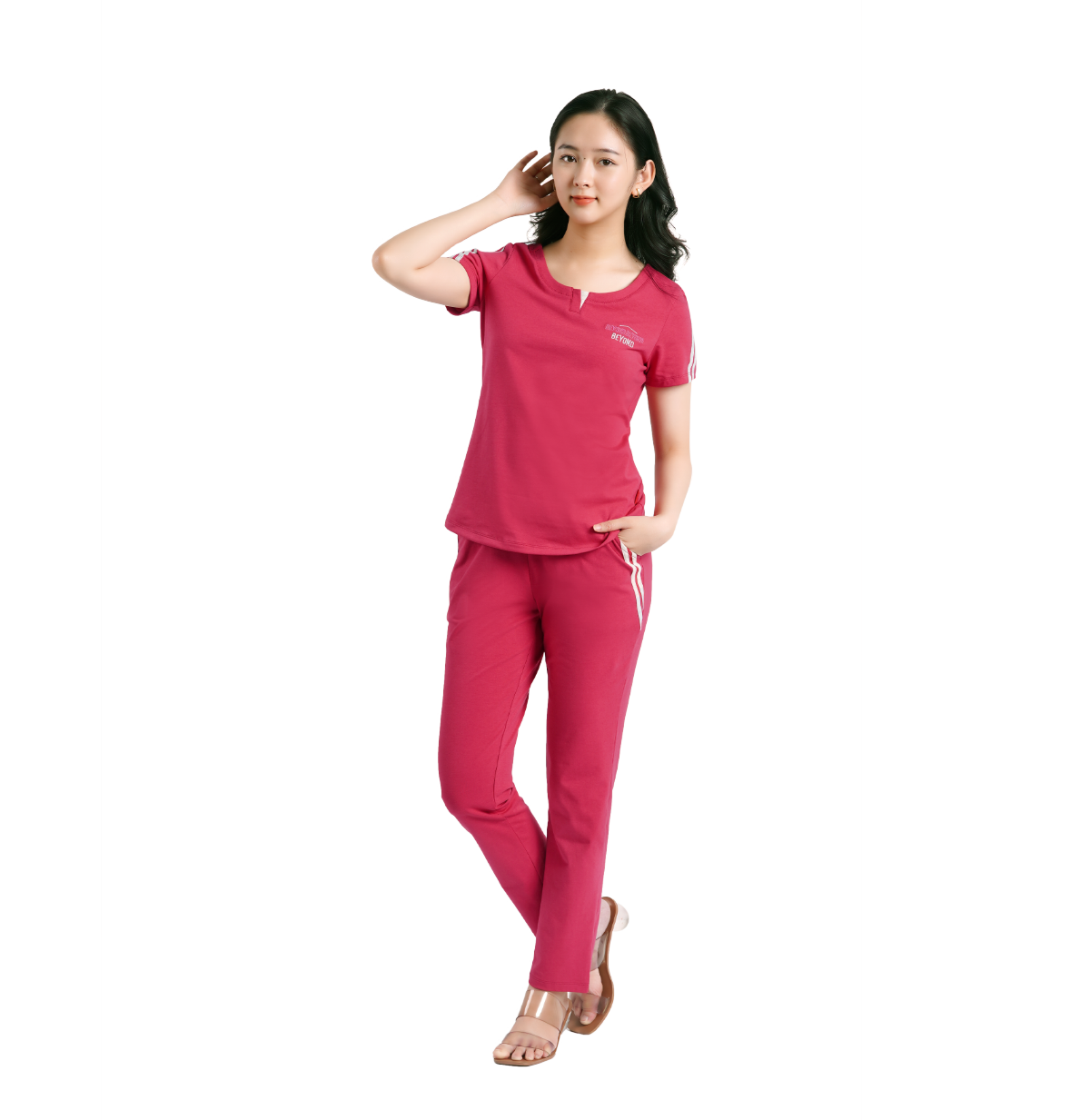 Set đồ bộ nữ kiểu quần dài tay ngắn cotton cvc mát 193p 3318