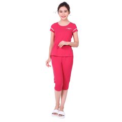 Đồ bộ nữ mặc nhà thể thao kiểu quần lửng tay ngắn cotton 024p 4080