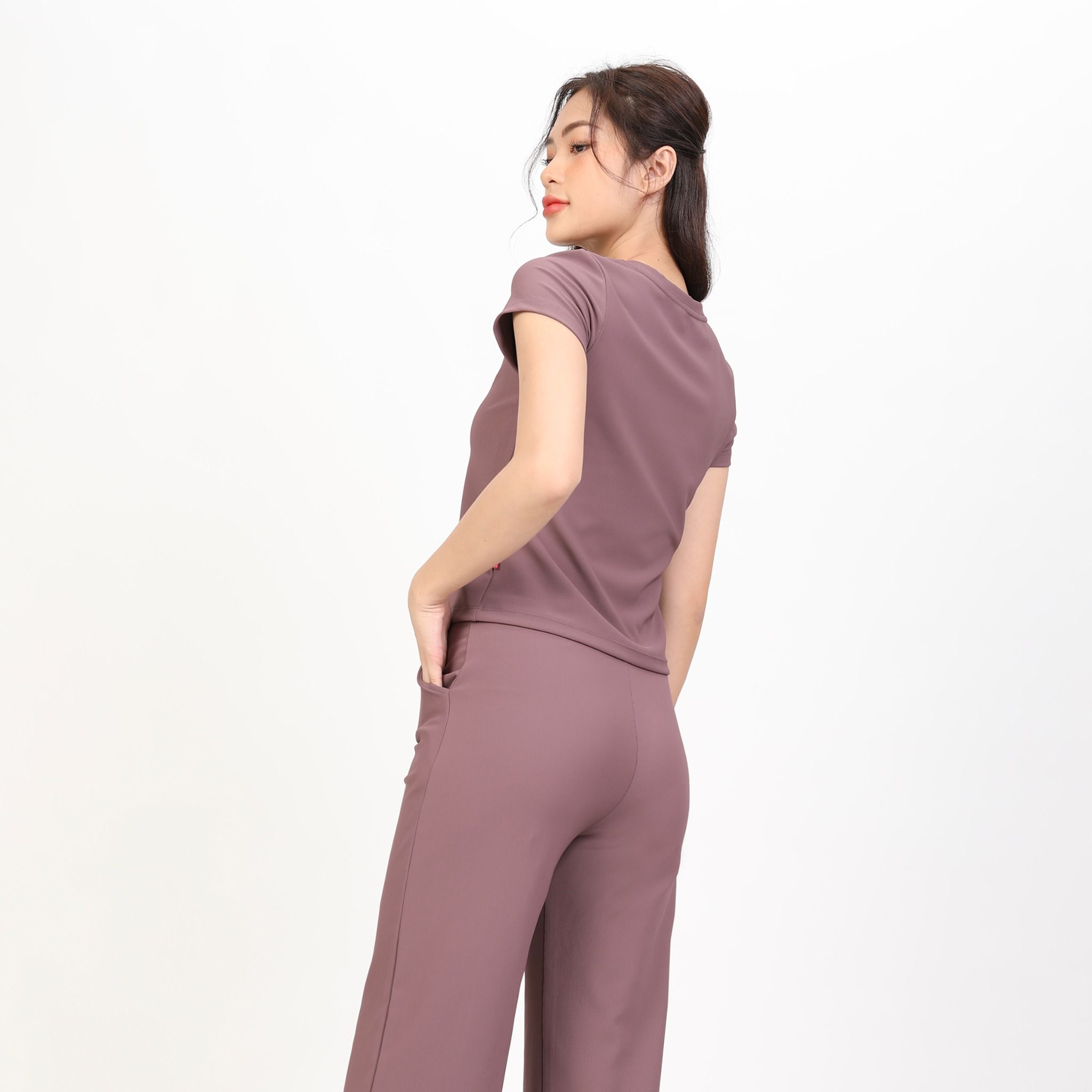 Set đồ bộ nữ kiểu quần dài tay ngắn chất rib Gân 553p 3407