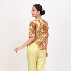 Set đồ bộ nữ kiểu quần dài tay ngắn chất lụa nhung 263p 6066