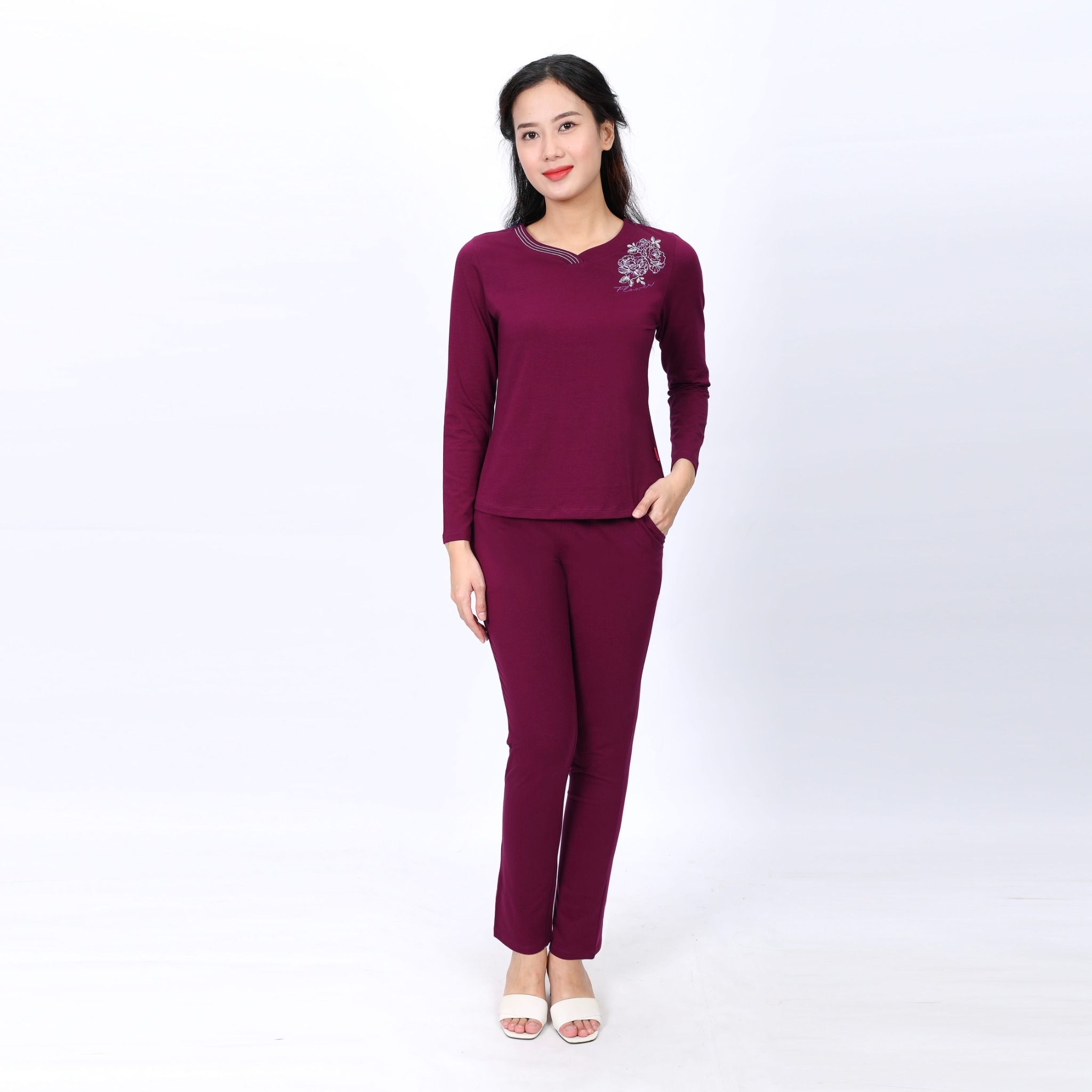 Set đồ bộ nữ kiểu quần dài tay dài 183p 3208