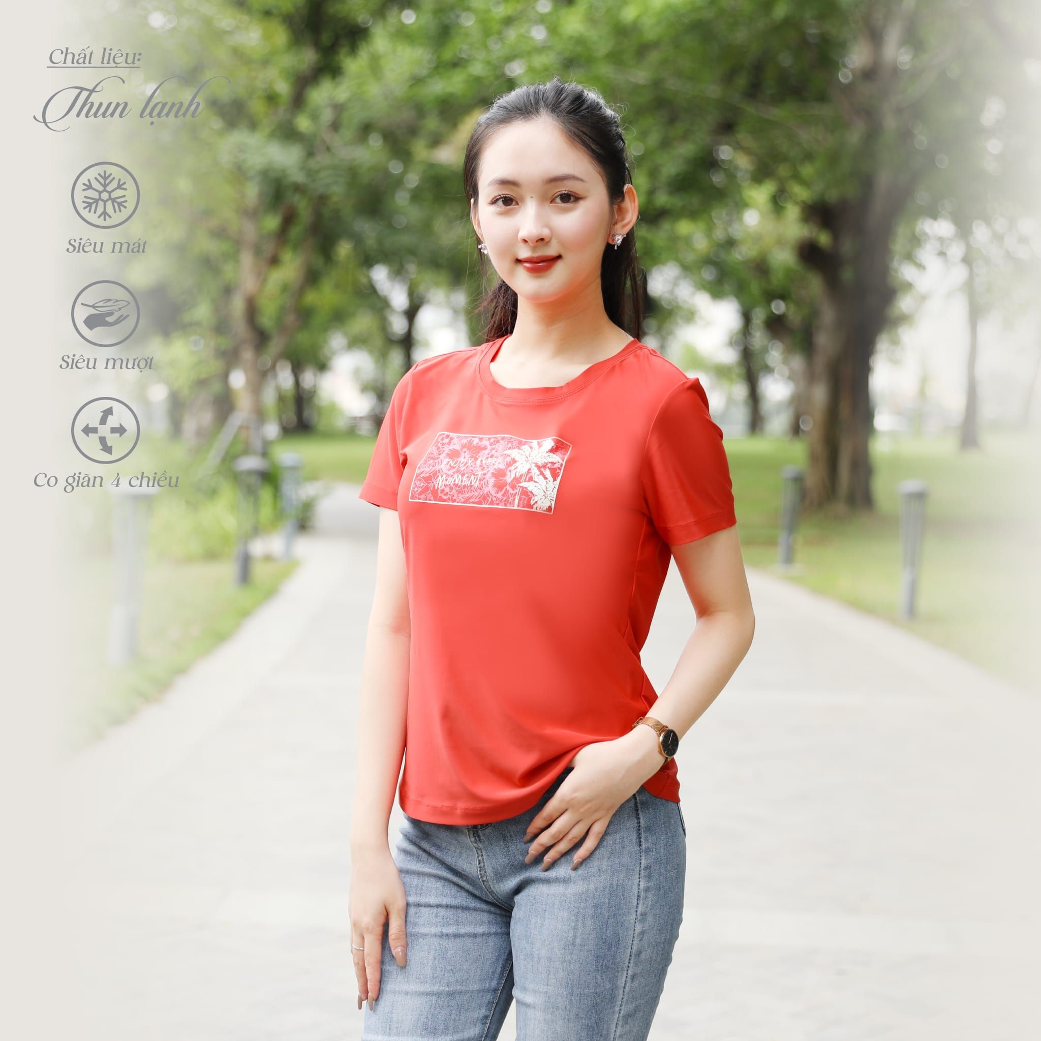 Áo thun nữ tay ngắn chất nhung lạnh 010p 0232