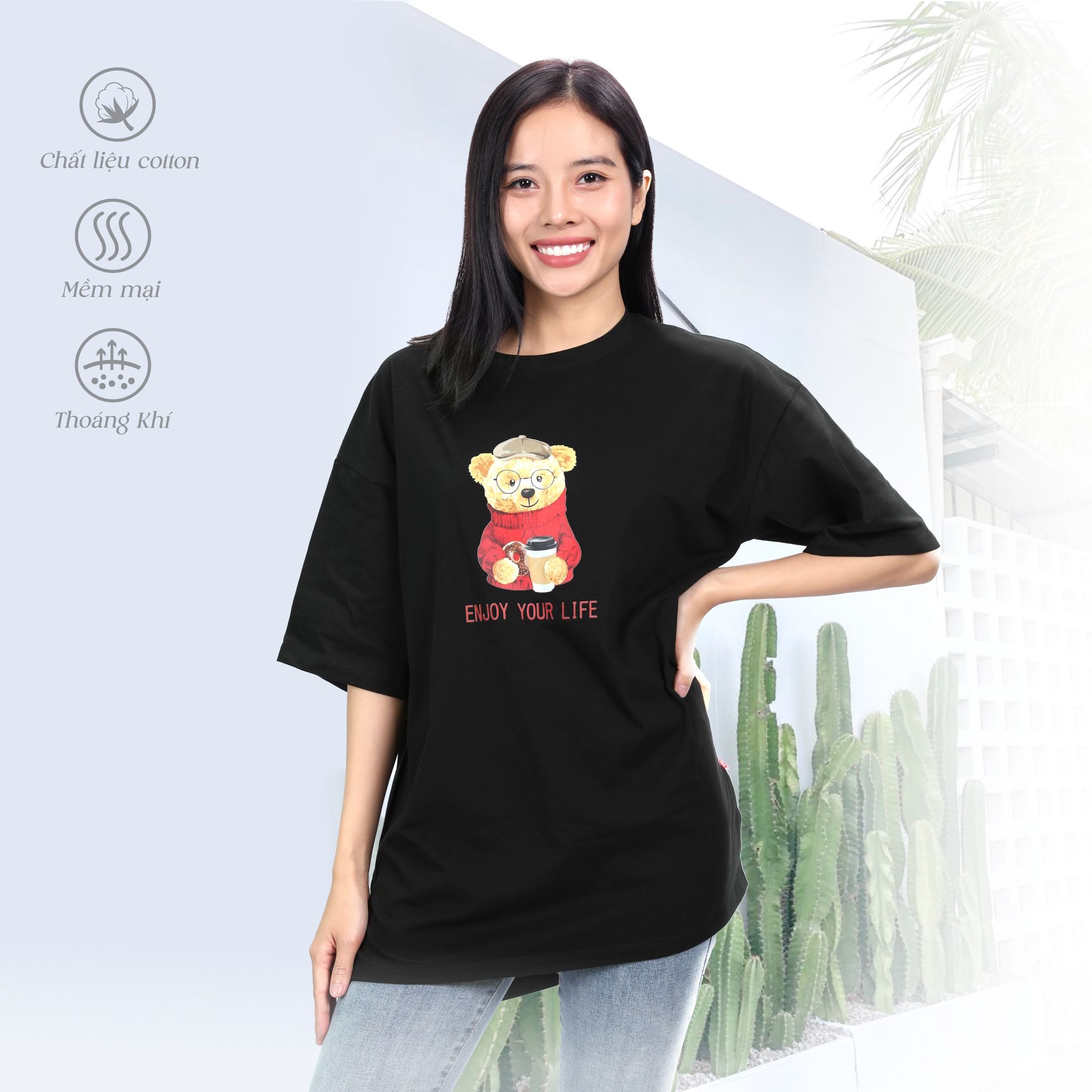 Áo thun nữ tay ngắn chất cotton siêu mát form rộng 020p 0231