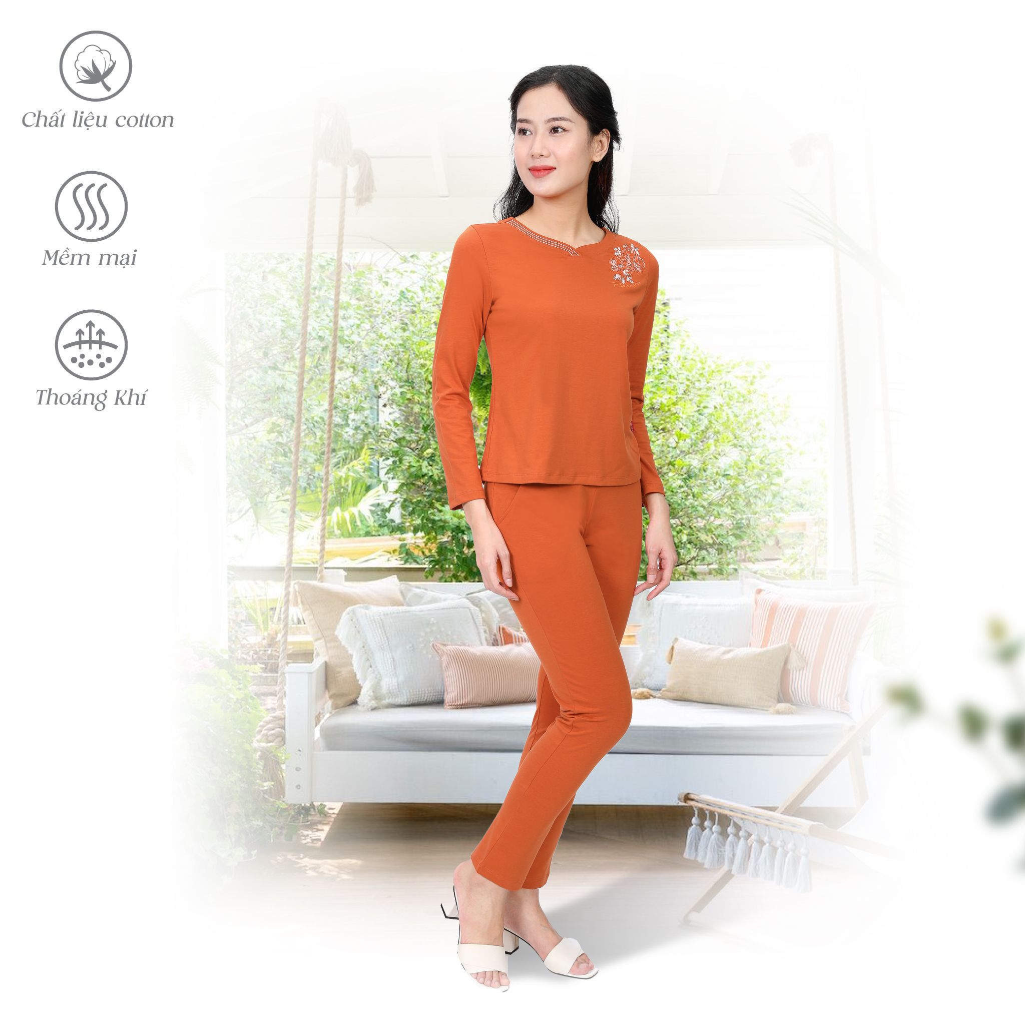 Set đồ bộ nữ kiểu quần dài tay dài 183p 3208
