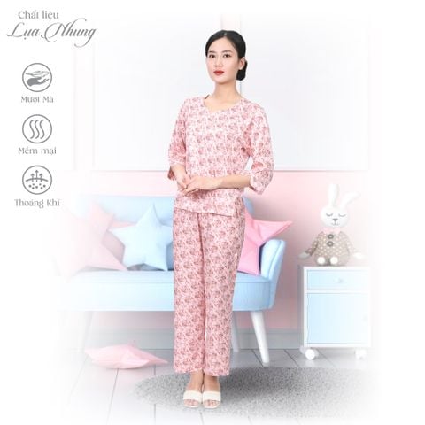 Bộ dài tay lỡ lụa nhung cao cấp 263p 6001